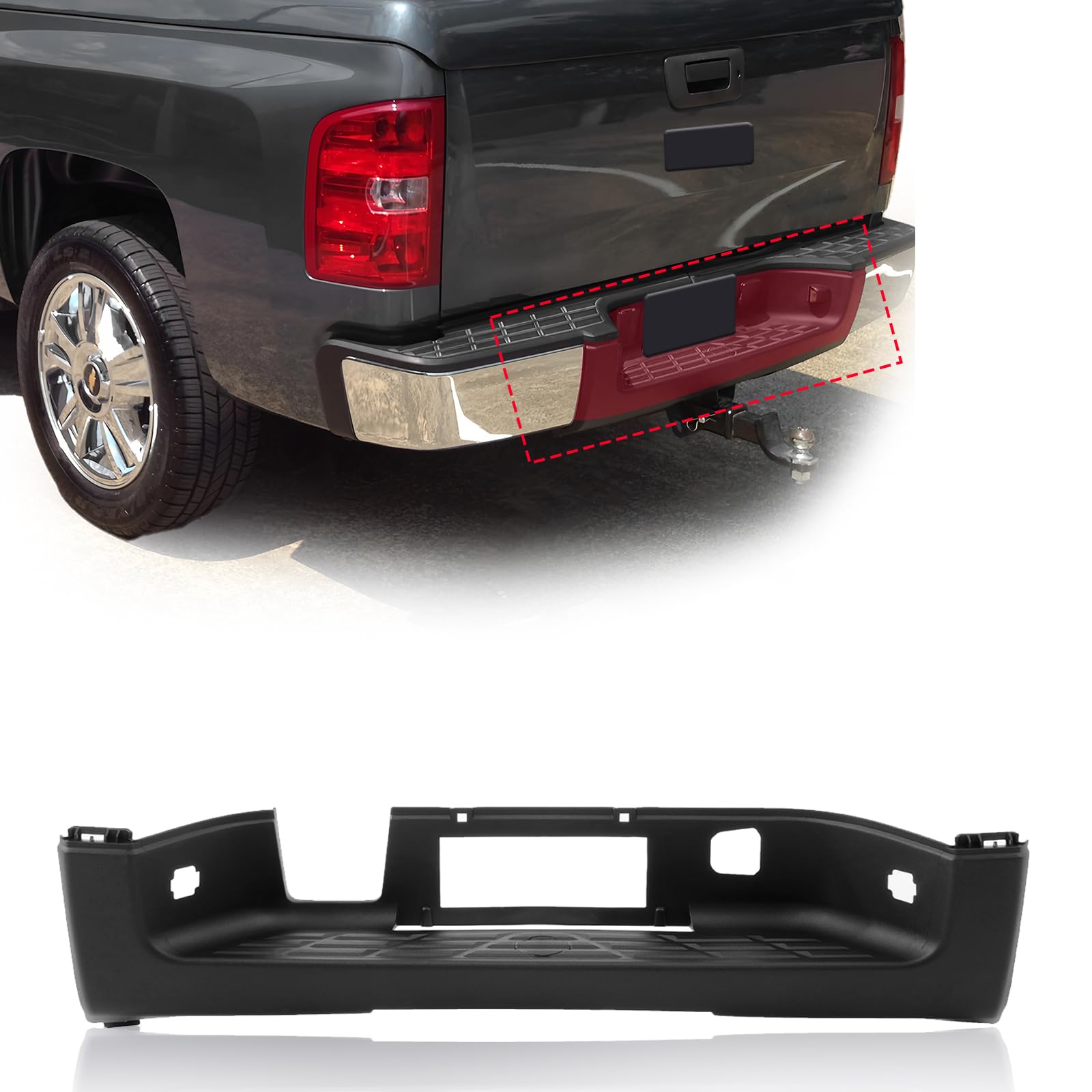 2007-2013 Chevy Silverado & GMC Sierra Rear Bumper Step Pad (Center) Without Sensor Hole - GM1191129 15284310 Replacement Part | Durable Protection for Truck Loading & Off-Road Adventures