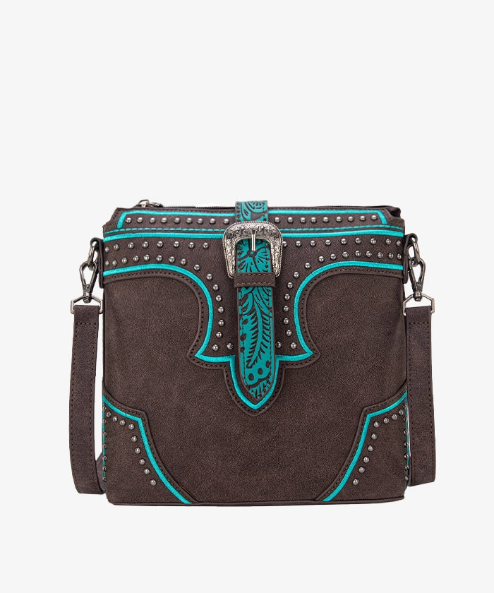 Montana West Women's Crossbody Bag with Buckle Studs - Stylish Leather Purse for Everyday Use, Travel & Shopping