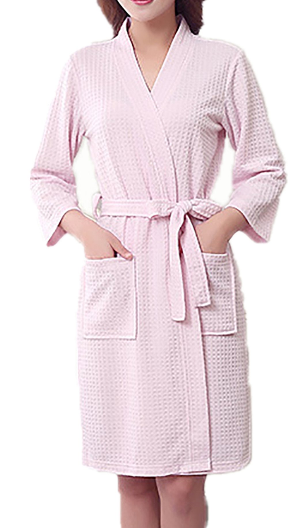 Easyhon Women's Soft & Absorbent Waffle Kimono Robe - Lightweight Bathrobe for Spa, Lounge & Post-Shower Comfort