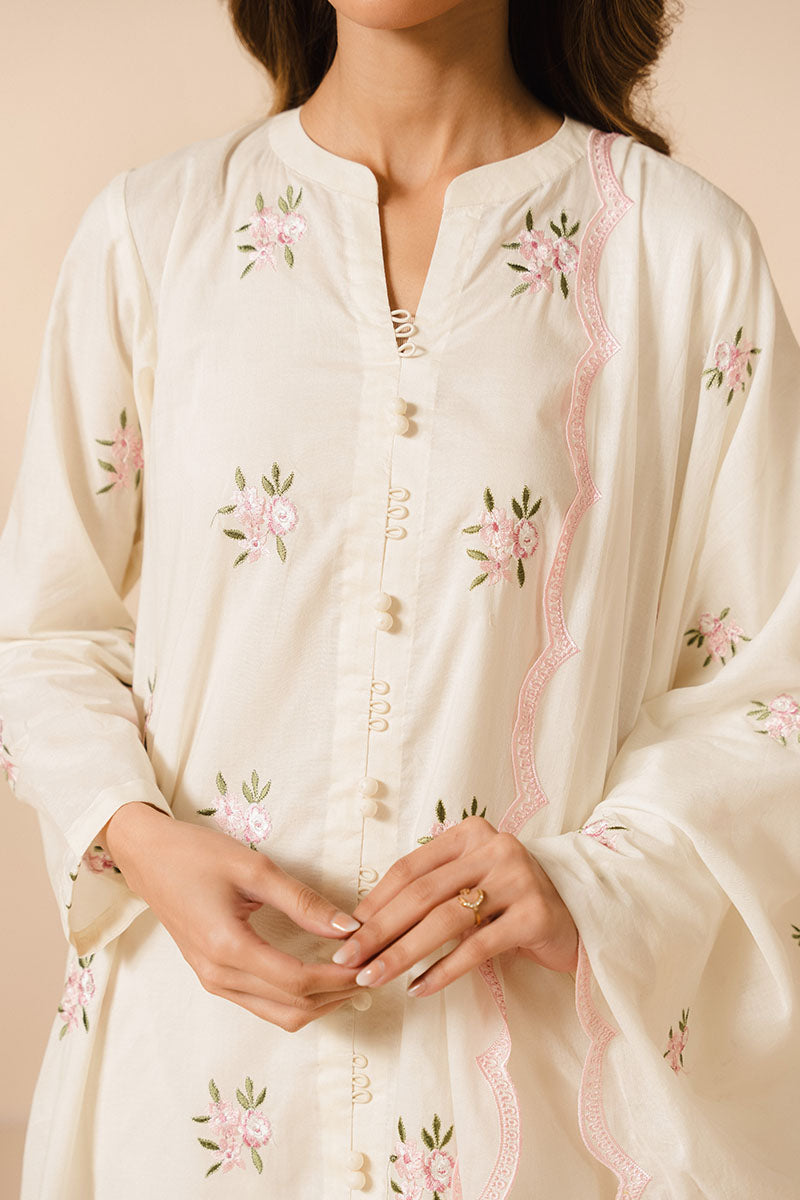Elegant Ivory Charm 2-Piece Set (Shirt & Dupatta) - Perfect for Weddings, Parties & Festive Occasions
