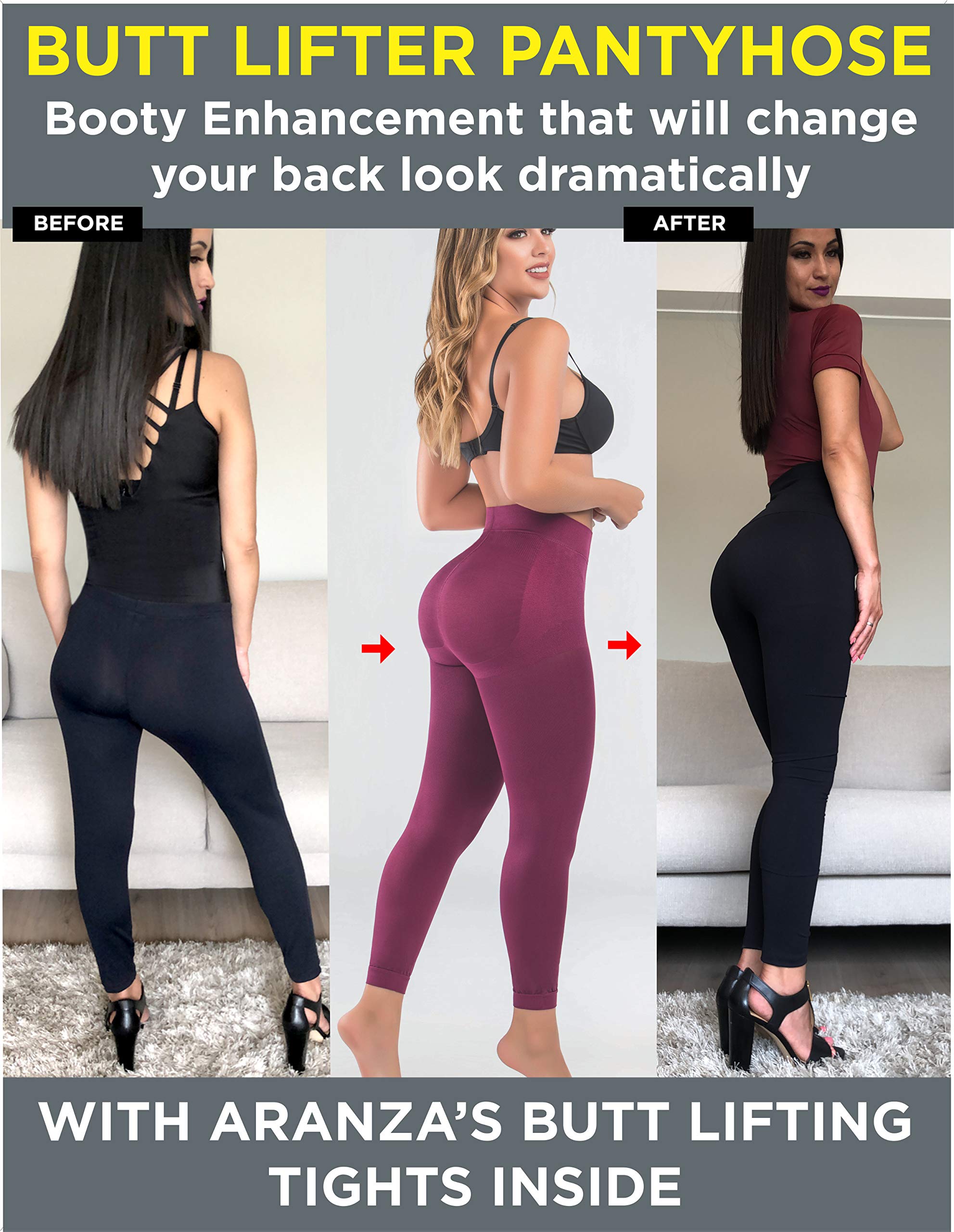 ARANZA Women's Butt Lifting Capri Tights - High Waist Tummy Control Shaping Pantyhose for Workout, Yoga & Everyday Wear