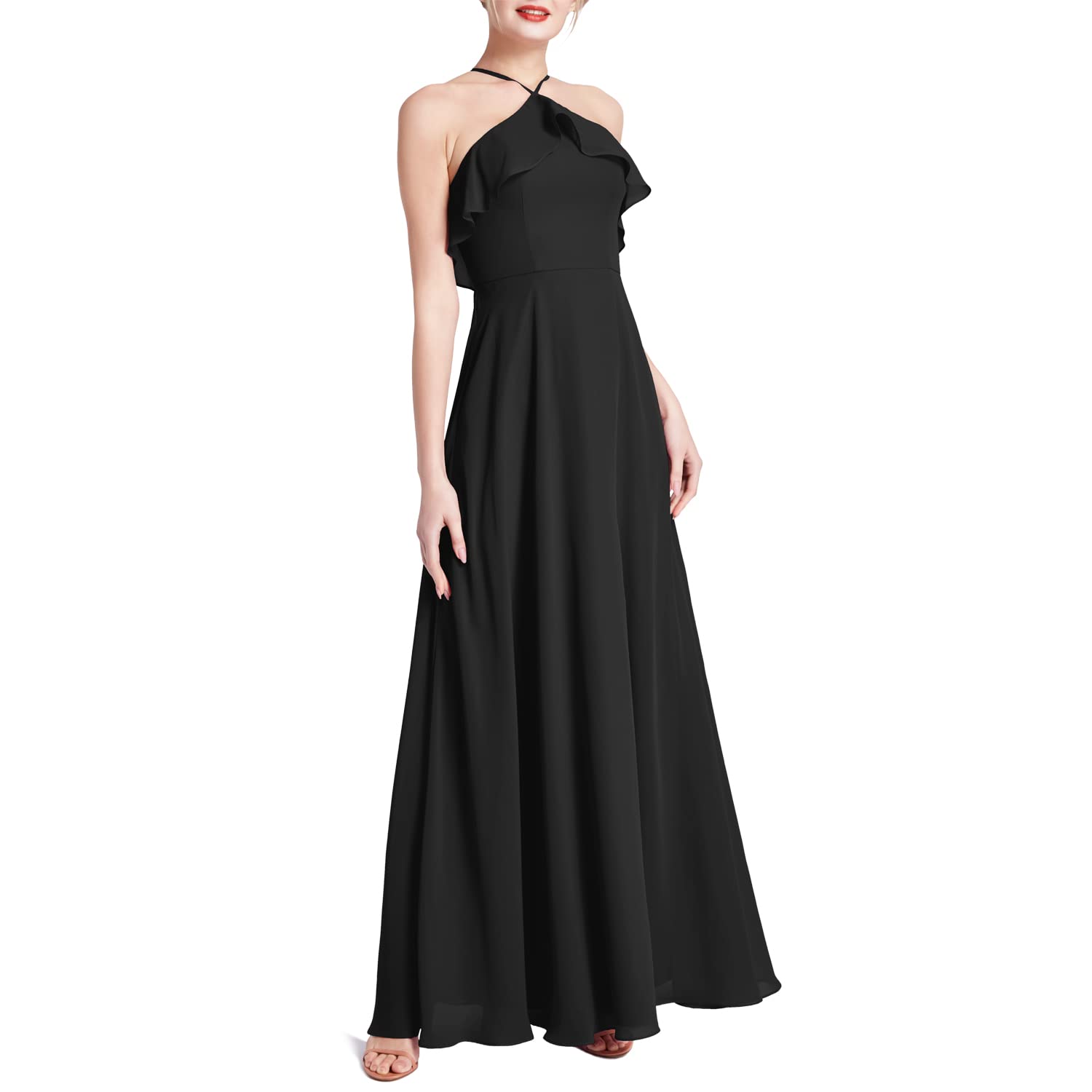 Elegant Women's Ruffle Overlay Maxi Dress for Wedding, Party & Bridesmaid | Formal Evening Gown | Perfect for Prom, Cocktail Party & Special Occasions