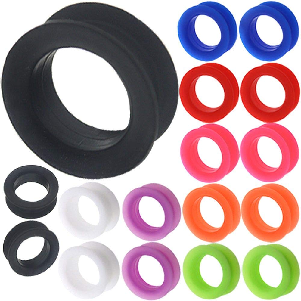 Premium Silicone Rubber Ear Gauge Plugs - Double Flared Tunnel Earrings for Stretching (6mm-30mm) - Perfect for Body Modification, Piercing Jewelry & Alternative Fashion