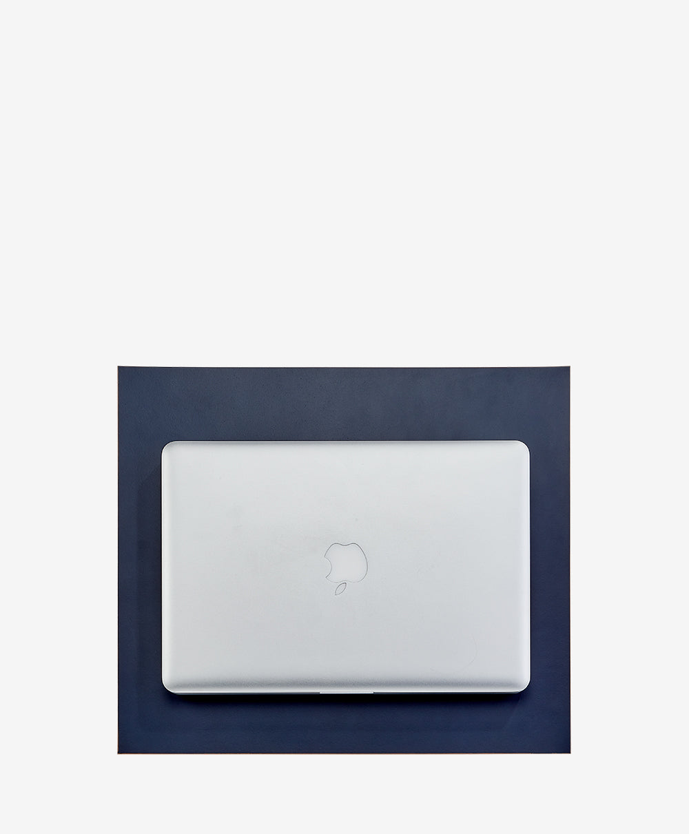 Premium Italian Leather Desk Mat in Tan & Navy - Non-Slip Office Desk Protector for Writing, Typing & Mouse Use
