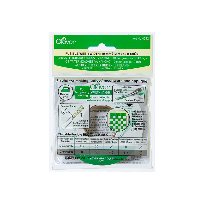 Clover Fusible Web 10mm - Iron-On Adhesive for Quilting, Sewing & Fabric Crafts | Perfect for DIY Projects & Clothing Repairs