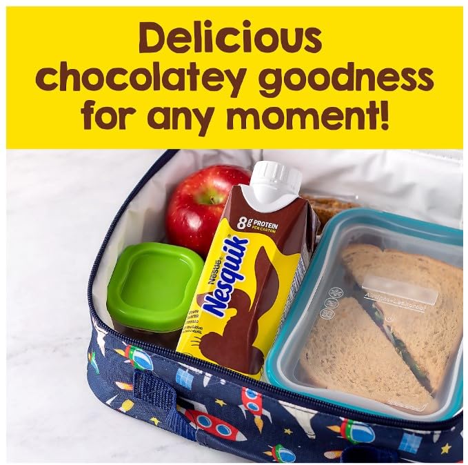 High Protein Chocolate Milk Drink Bundle - Nesquik Lowfat Ready-to-Drink (8 Fl oz, 6 Pack) | Premium Gift Packaging in BETRULIGHT Branded Box | Perfect for Post-Workout Recovery, School Lunches & Healthy Snacking