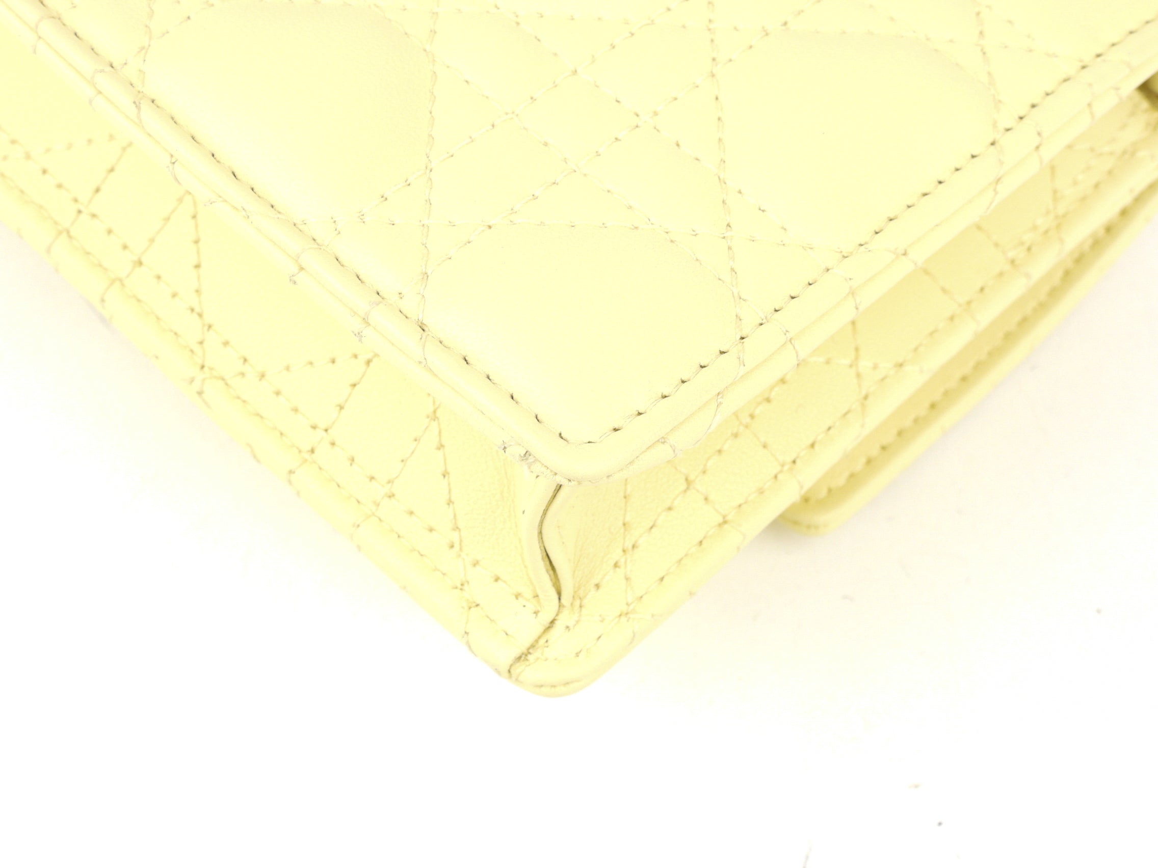 Christian Dior Pale Yellow Cannage Quilted Lambskin Leather Miss Dior Chain Pouch Crossbody Bag - Luxury Designer Handbag for Women, Perfect for Parties, Dates & Special Occasions