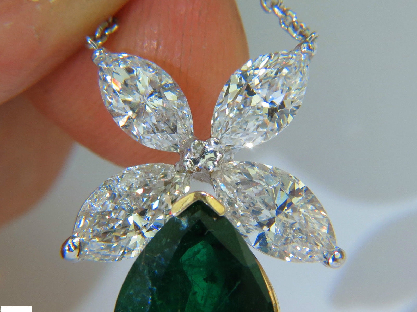 8.31CT Natural Emerald Cut Diamond Pendant Necklace - 14K White Gold Solitaire Star Pendant for Women - Perfect for Anniversary, Wedding & Special Occasion Gifts