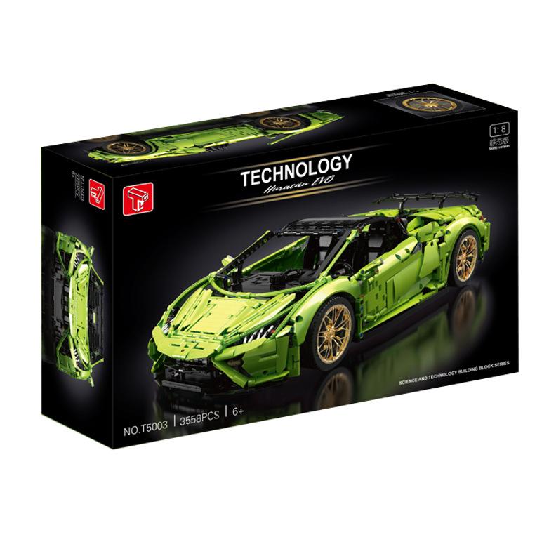 3558PCS T5003 Lamborghini Huracan Evo Spyder Building Blocks Set - Supercar Model Kit for Adults & Teens - Perfect for Car Enthusiasts, Home Decoration, and Gift Giving