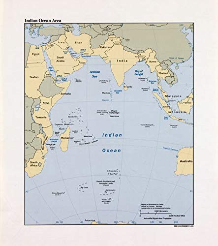 Indian Ocean Area Map Wall Decal - 32