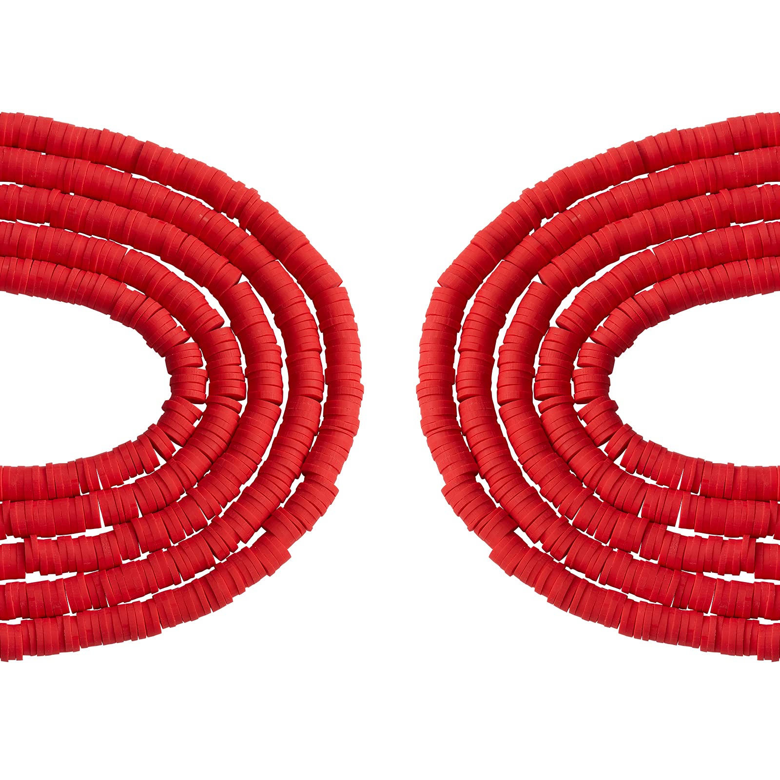 BEEFLYING 3800pcs 4mm Flat Round Polymer Clay Heishi Beads - Red Spacer Beads for DIY Jewelry Making, Bracelets, Necklaces & Earrings - Perfect for Crafting, Gifts and Boho Style Accessories