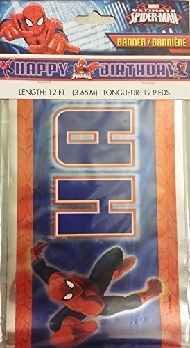 Marvel Spider-Man Happy Birthday Banner - 12 Feet Long Superhero Party Decoration for Kids & Adults | Perfect for Birthday Parties, Themed Events & Superhero Fans