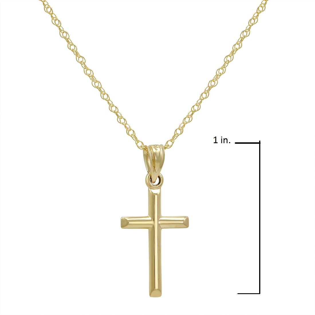 14K Yellow Gold Petite Cross Pendant Necklace for Women - 18