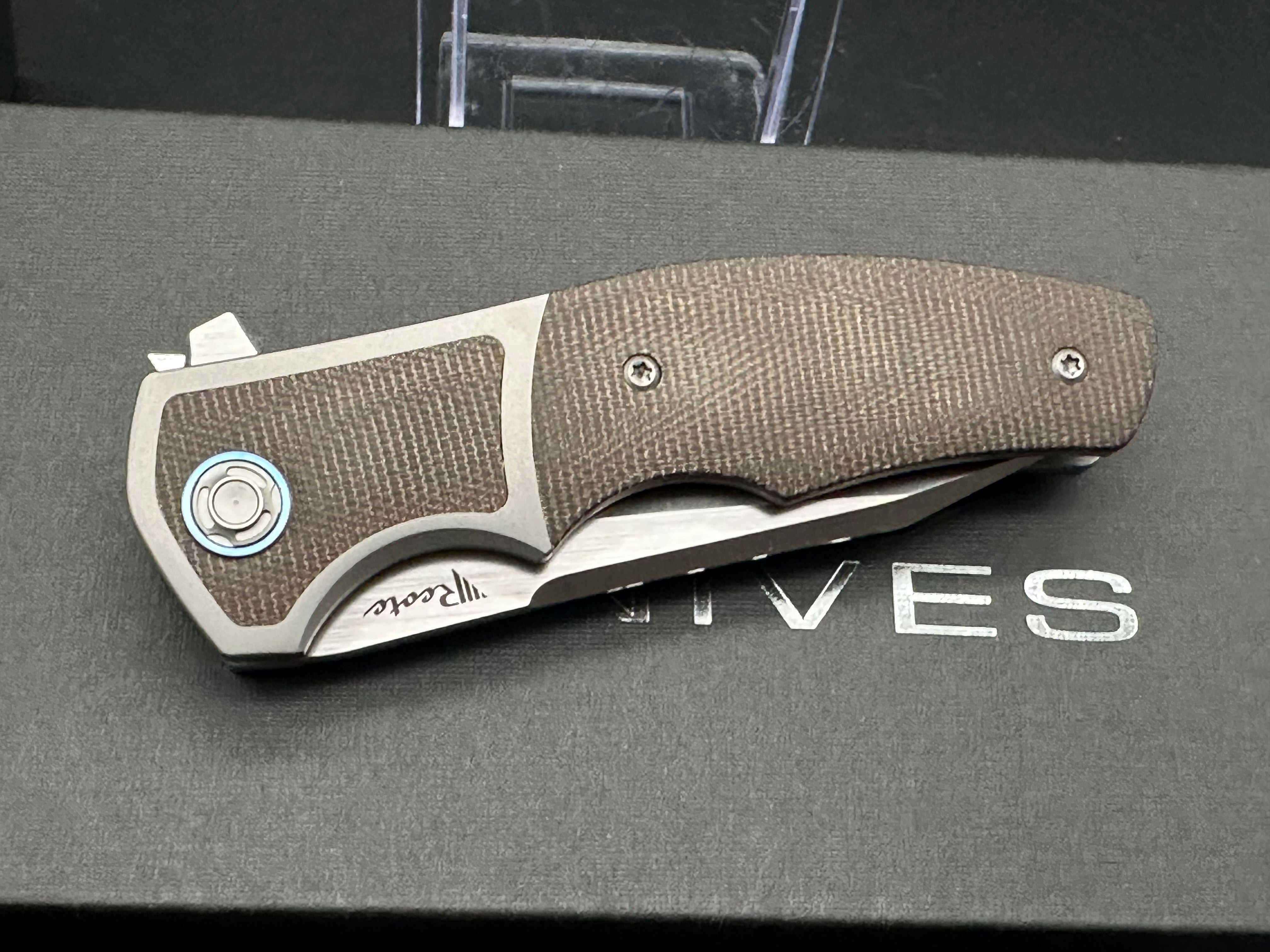 Reate Kirby Mini Crossroads Folding Knife - M390 Steel Blade, Titanium & Green Micarta Handle - EDC Pocket Knife for Camping, Hiking, and Outdoor Survival