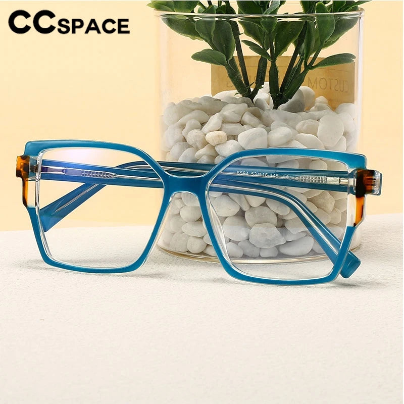 CCspace Women's Full Rim Square Cat Eye Polycarbonate Eyeglasses Frame 301332 - Stylish & Lightweight for Work, Reading & Fashion Accessories