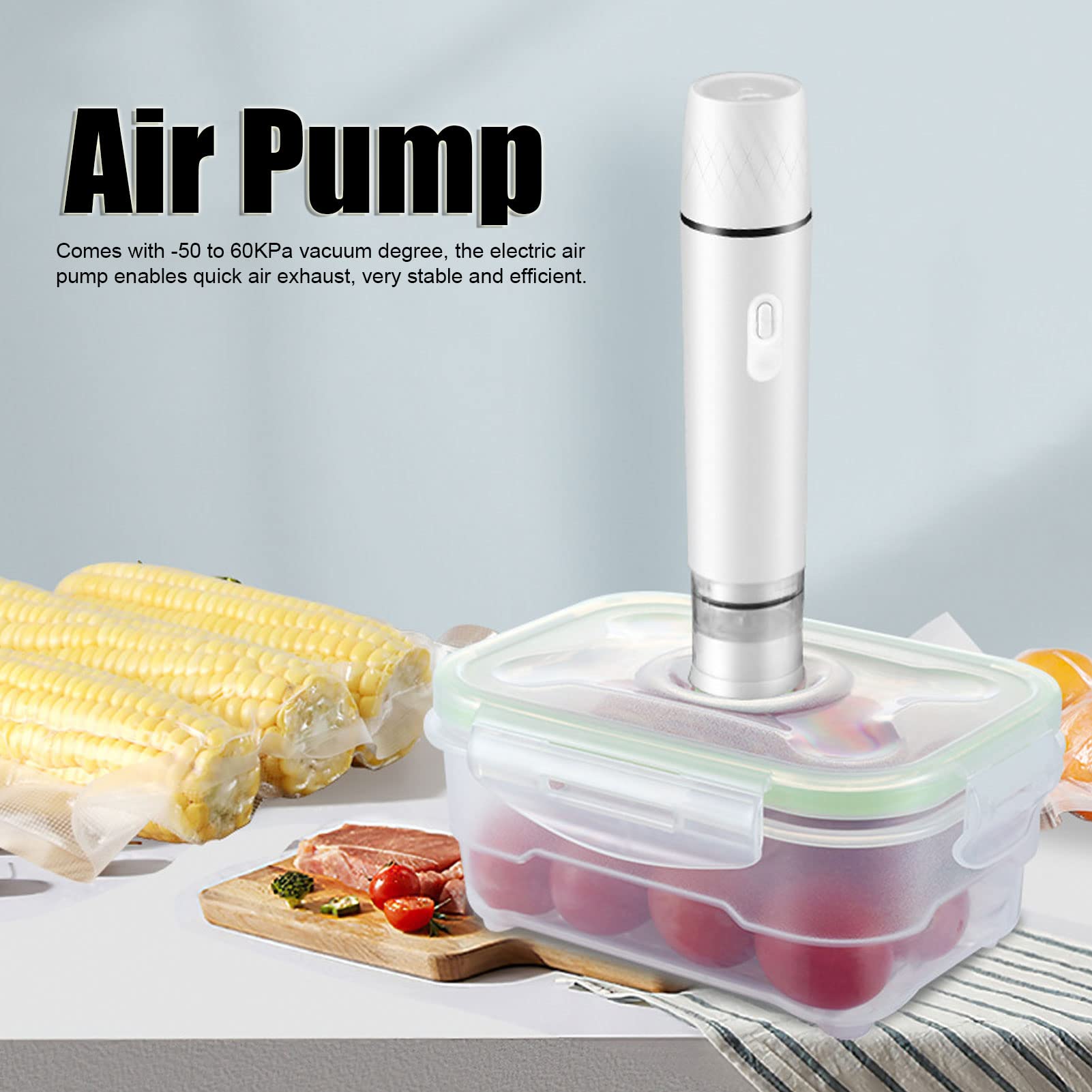 **Cordless Electric Air Pump Vacuum Sealer - Handheld Automatic Food Vacuum Sealing Machine for Fresh Food Storage | Compact & Portable for Kitchen, Travel & Camping (White)**