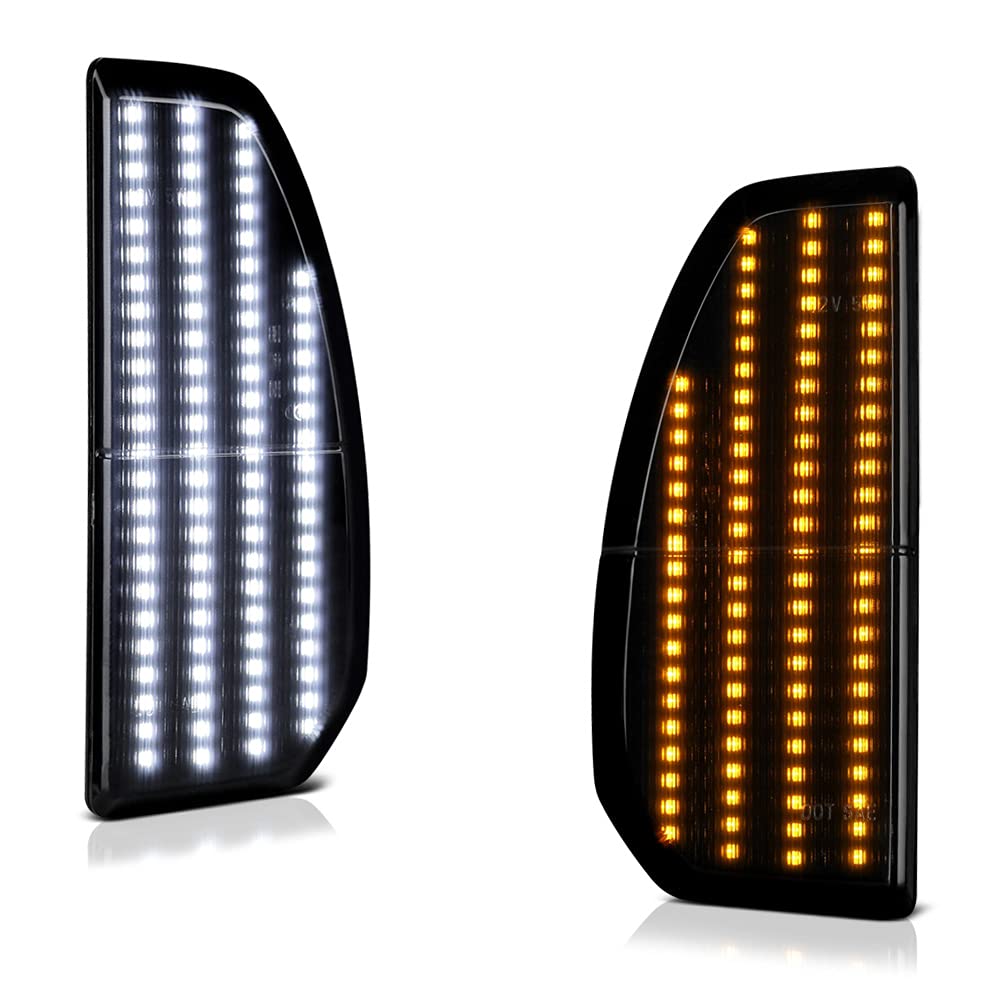 VIPMOTOZ LED Strip Side Mirror Light Turn Signal Indicator Lamp for 2007-2021 Toyota Tundra - Black Housing & Smoke Lens (2-Piece Set) - Easy Installation & Enhanced Safety for Night Driving