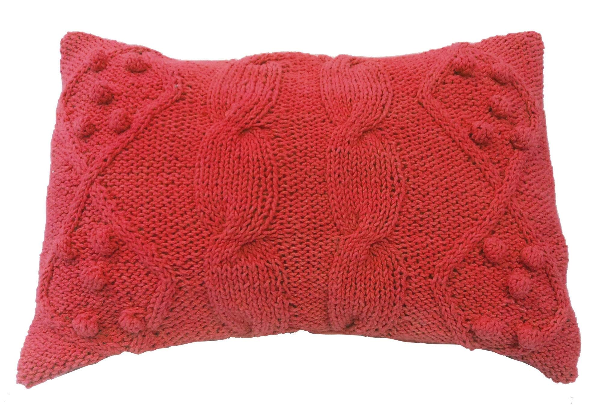 A&B Home 20 Inch Red Classic Cable Knit Rectangular Throw Pillow - Cozy Living Room Decor for Sofa, Bed & Couch - Perfect for Winter Home Accent & Holiday Gift