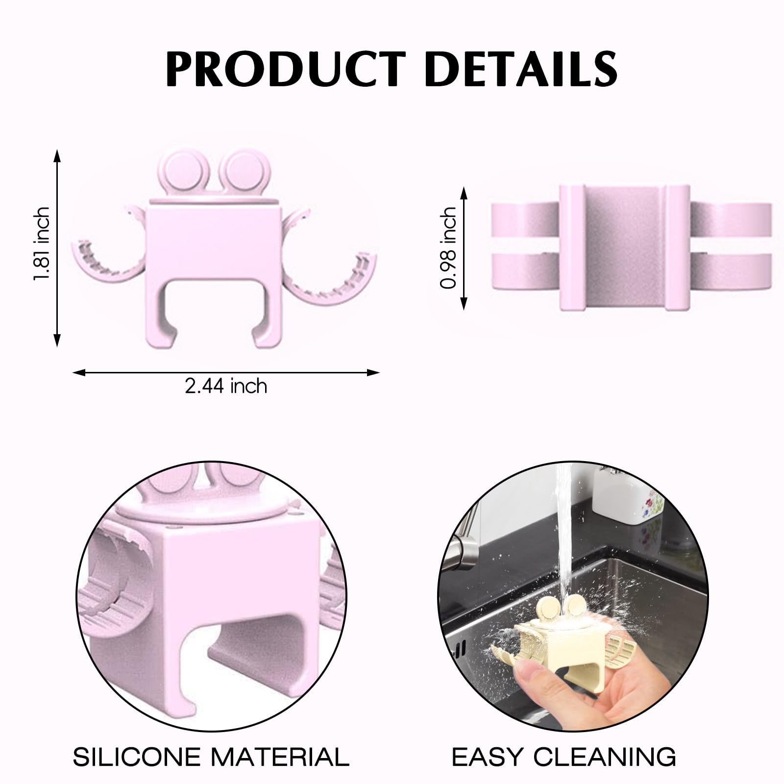 Stanley Quencher H2.0 Tumbler Handle Clips - 30oz & 40oz Cup Accessories, Chapstick Holder, Keychain & Jewelry Organizer in Pink - Perfect for Work, Gym & Outdoor Adventures