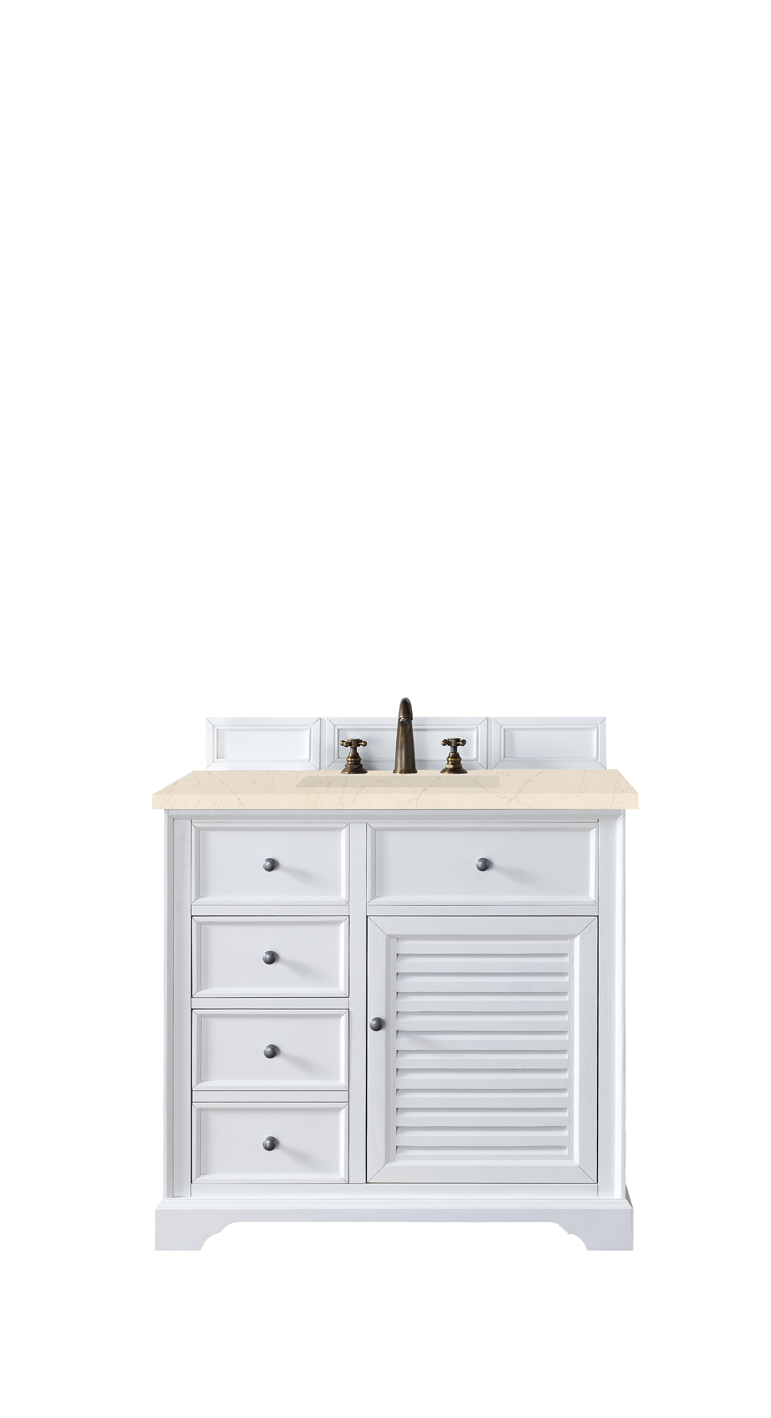 Savannah 36 Inch Single Bathroom Vanity Set with 3CM Eternal Marfil Quartz Countertop - Bright White Finish | Perfect for Master Bath, Guest Bath & Powder Room Remodeling