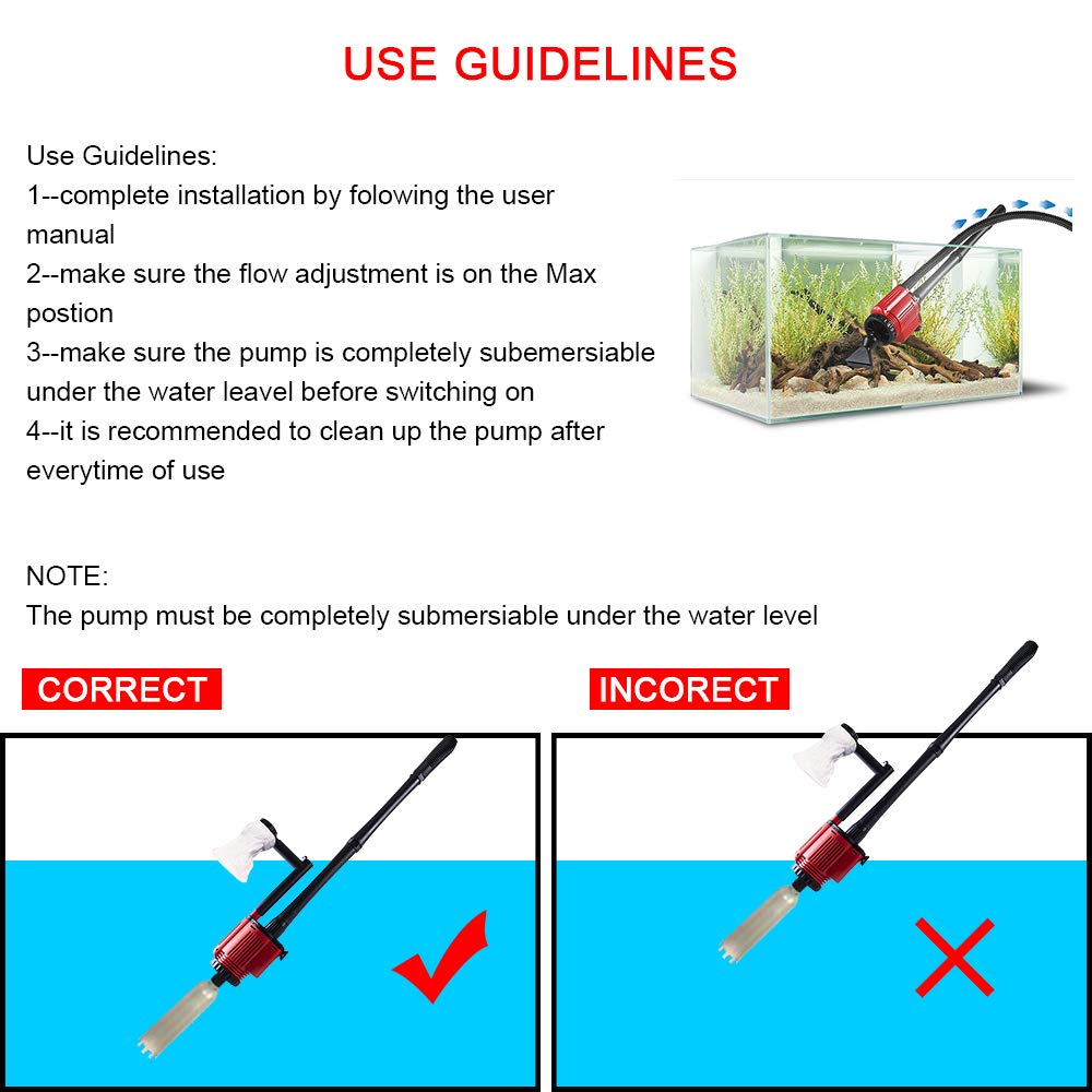 6-in-1 Electric Aquarium Gravel Cleaner - 28W Automatic Fish Tank Vacuum for Easy Cleaning & Water Changes