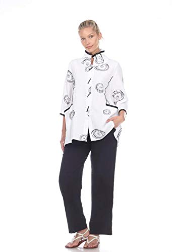 Moonlight Circle Print Shirt Jacket for Women - Stylish Casual Blouse with Unique Design, Perfect for Date Night, Office Wear & Spring Outfits