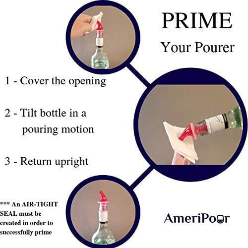 AmeriPour Measured Liquor Bottle Pourers (3-Pack) – 100% Made in USA, Leak-Proof Bar Spouts for Perfect Cocktail & Wine Pouring (1.25oz) – Ideal for Home Bars, Restaurants & Parties