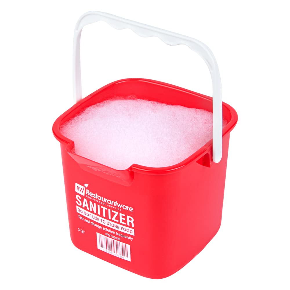 Restaurantware RW Clean 3 Quart Plastic Cleaning Buckets with Measurements - 10 Pack Square Detergent Buckets with Built-In Spout & Handle for Home, Commercial, or Restaurant Use - Ideal for Mopping, Car Washing, and Household Cleaning