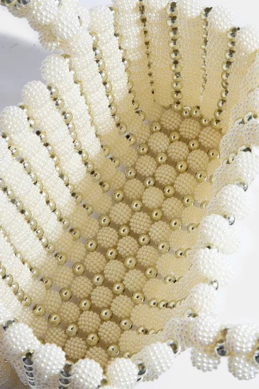 Elegant Metallic and Pearl Cluster Beaded Handbag for Women - Perfect for Evening Parties, Weddings & Special Occasions