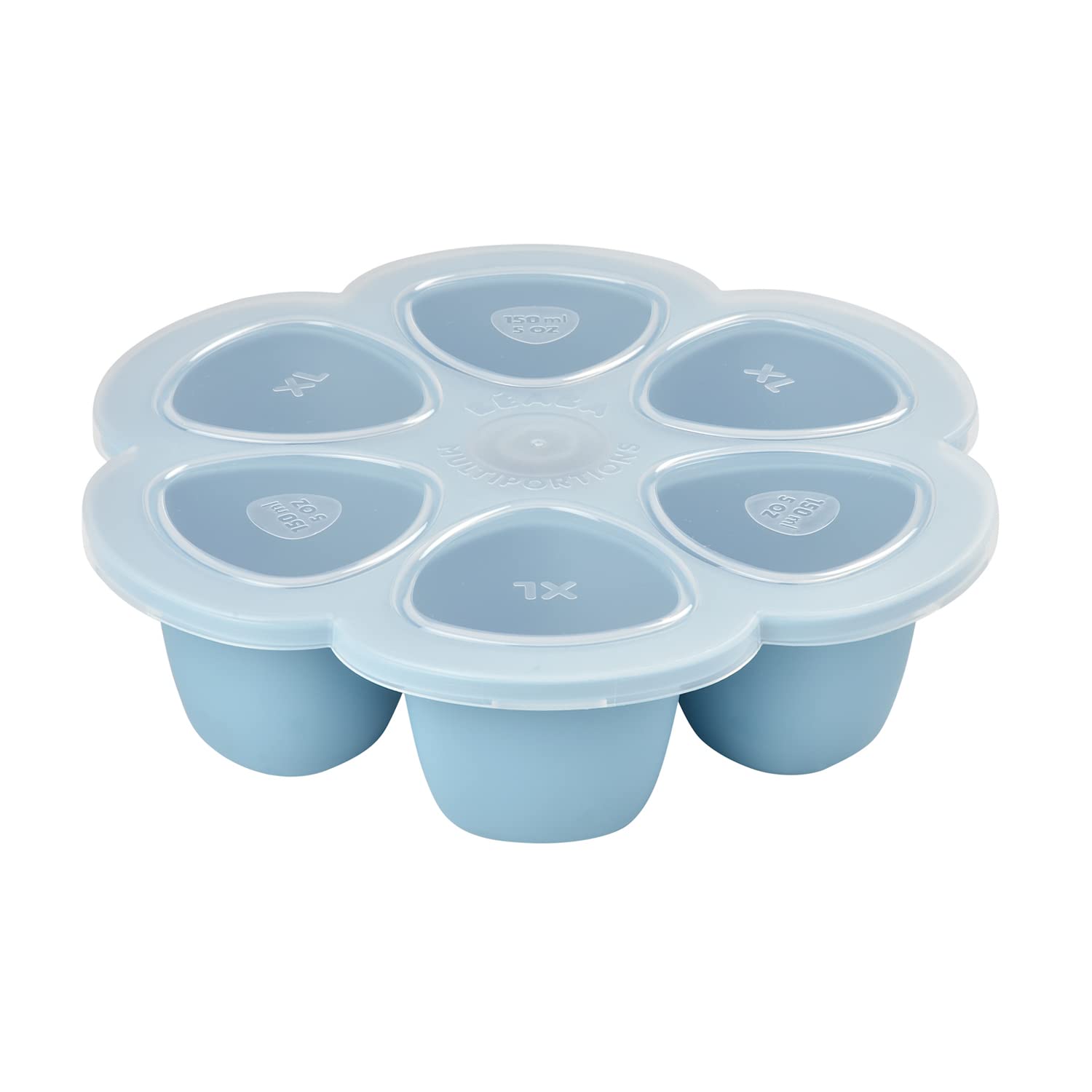 BEABA Silicone Baby Food Storage Tray - 3 Oz, Oven & Freezer Safe, BPA-Free, Made in Italy - Perfect for Homemade Baby Puree, Meal Prep & Breastmilk Storage (Sky Blue)