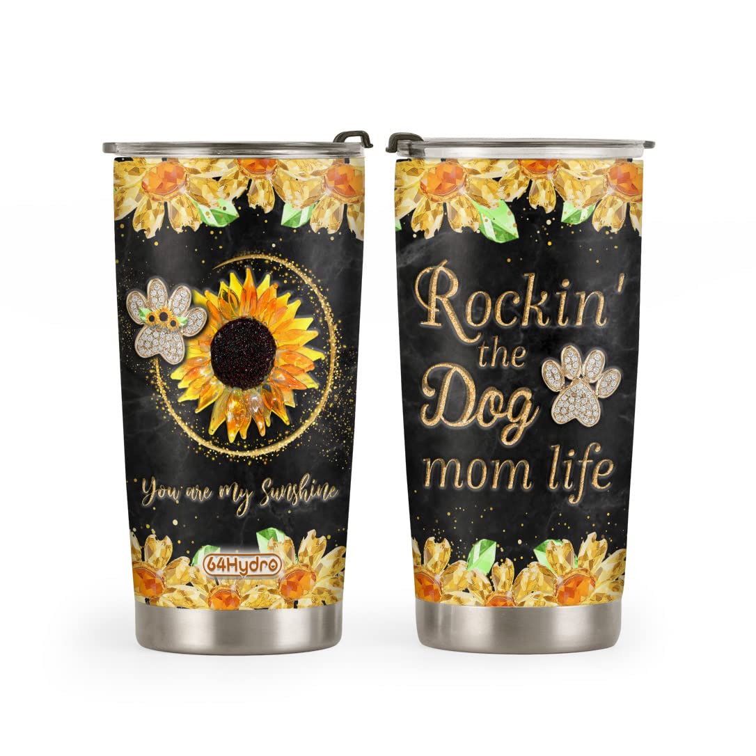 64HYDRO 20oz Insulated Dog Mom Tumbler Cup - Best Gift for Dog Lovers & Coffee Enthusiasts, Leak-Proof Travel Mug with Lid - Perfect for Birthdays, Mother's Day & Daily Commute