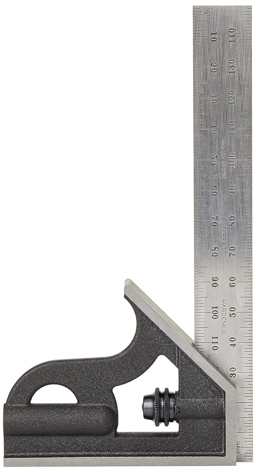 Starrett Student Combination Square - 150mm Blade, Cast Iron Head, Hardened Tempered Steel - Perfect for Woodworking, Metalworking & DIY Projects - Ideal Tool for Students, Apprentices & Beginners