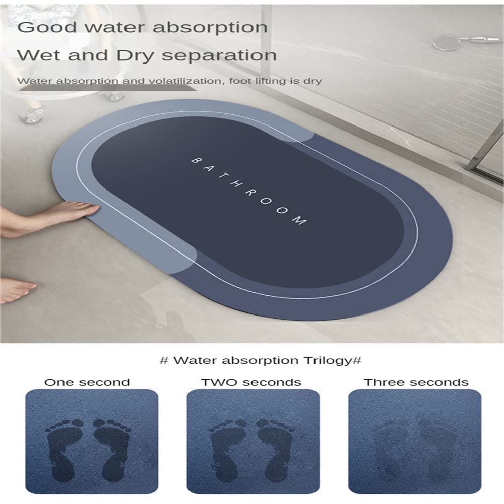 Non-Slip Quick Dry Bath Mat - Super Absorbent Rubber Backed Bathroom Rug for Shower, Sink & Tub Entry - Easy to Clean Stone Texture Bath Mat (20