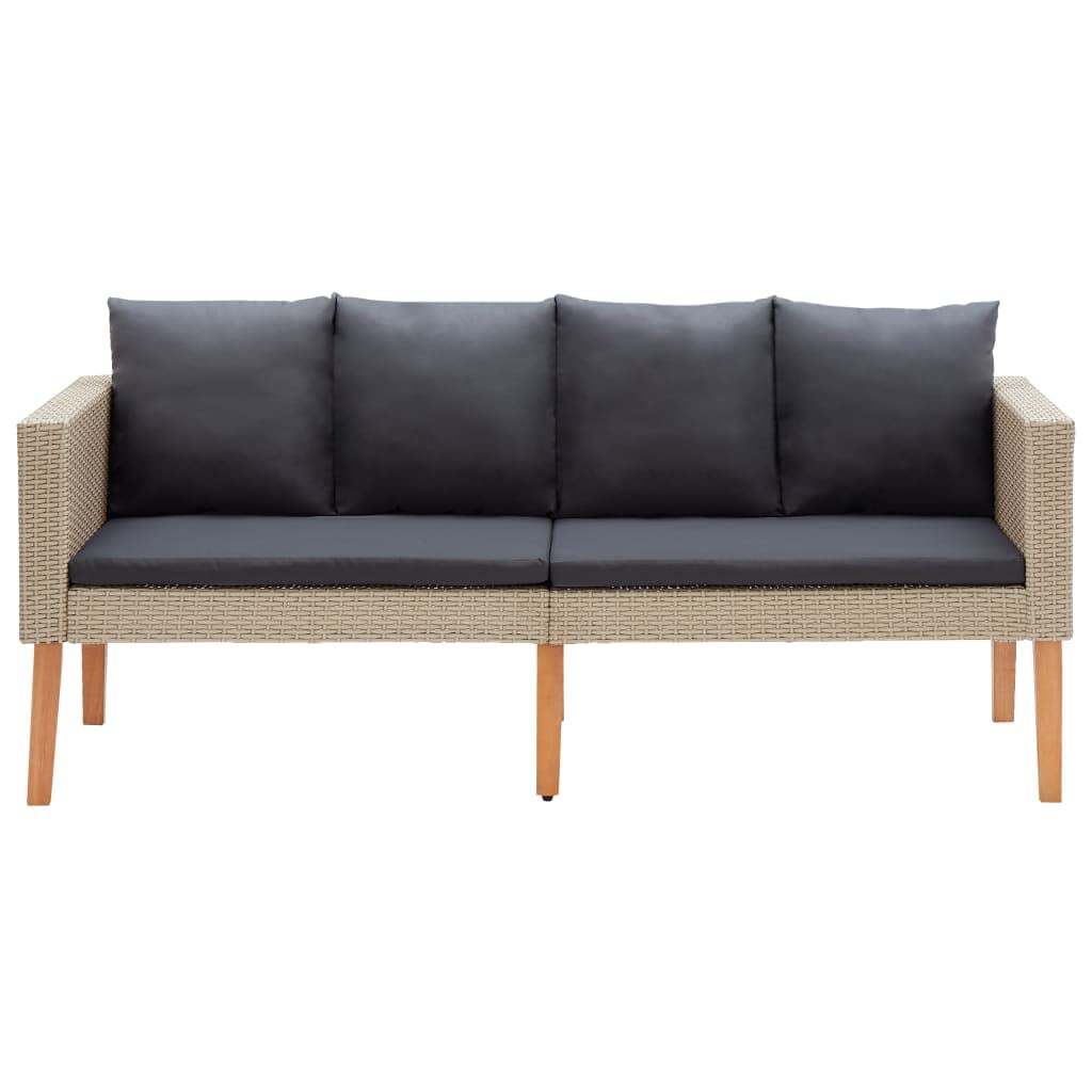 2-Seater Outdoor Sofa with Cushions - Beige Poly Rattan Patio Furniture for Backyard, Porch & Balcony | Indoor & Outdoor Use - Perfect for Relaxing, Entertaining & Lounging in Your Garden or Terrace