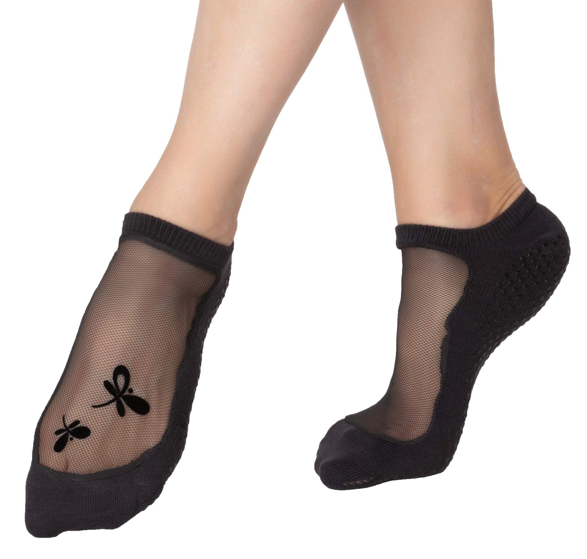 Mesh Grip Socks for Women - Non-Slip Yoga & Pilates Socks with Pouch