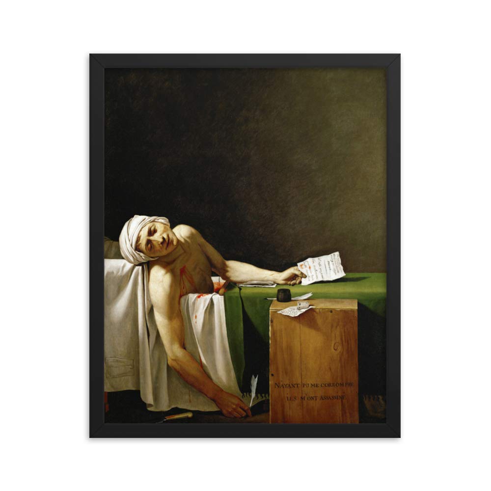 The Death of Marat by Jacques-Louis David - 16x20 Inch Framed Art Print on Premium Matte Paper with Black Frame - Perfect for Home Decor, Office Wall Art & Gift for Art Lovers