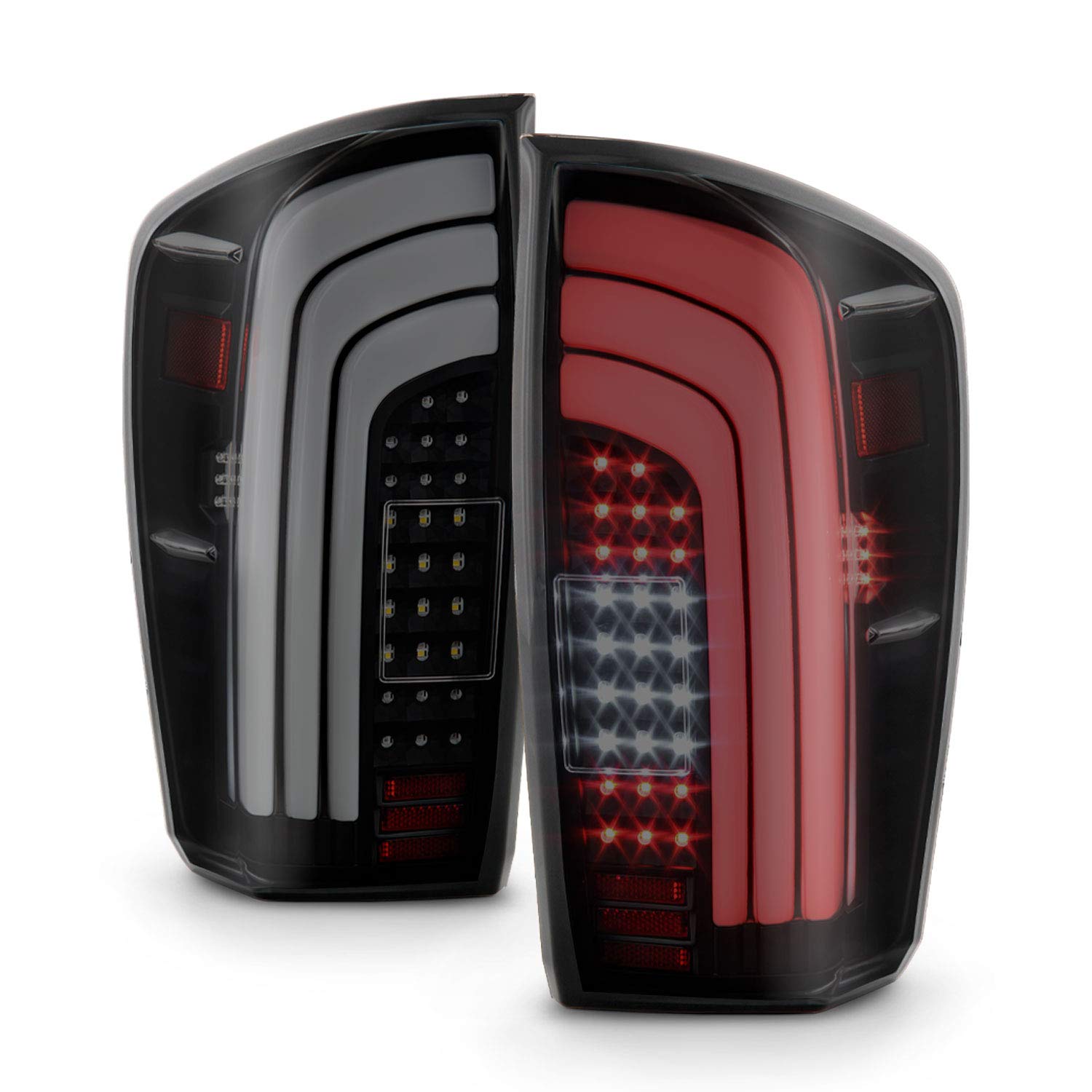 AKKON Full LED Black Smoked Tail Lights for 2016-2022 Toyota Tacoma Crew/Extended Cab - Sequential Turn Signal & Brake Lamp - Upgrade Your Truck's Style & Safety for Night Driving & Off-Road Adventures