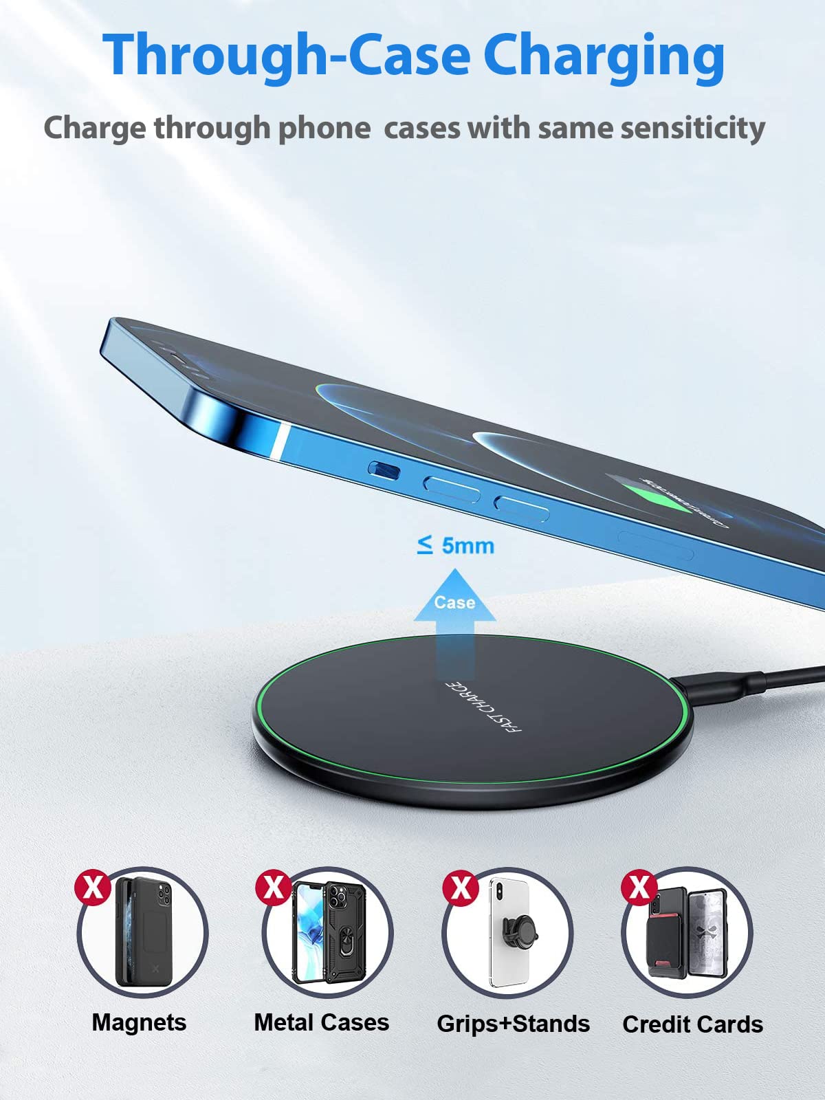Fast Wireless Charger for Samsung Galaxy S24/S23/S22/S21/S20/S10/S9/S8/S7 Series - 15W Qi-Certified Charging Pad with QC 3.0 Adapter & 6.6ft USB-C Cable (Black) - Perfect for Home, Office and Nightstand Charging