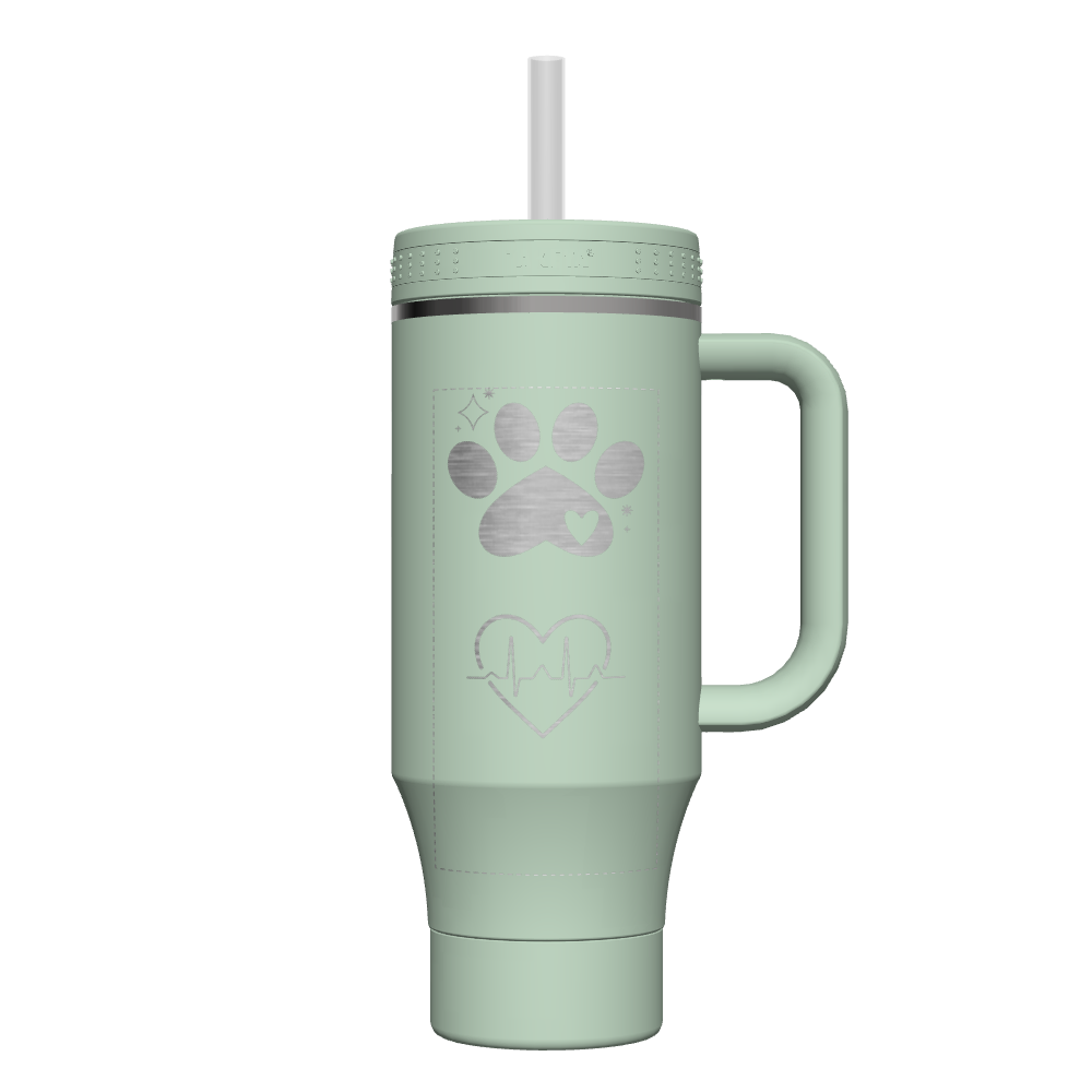 40 oz Customized Straw Tumbler with Handle - Insulated Stainless Steel Water Bottle for Gym, Hiking & Outdoor Activities