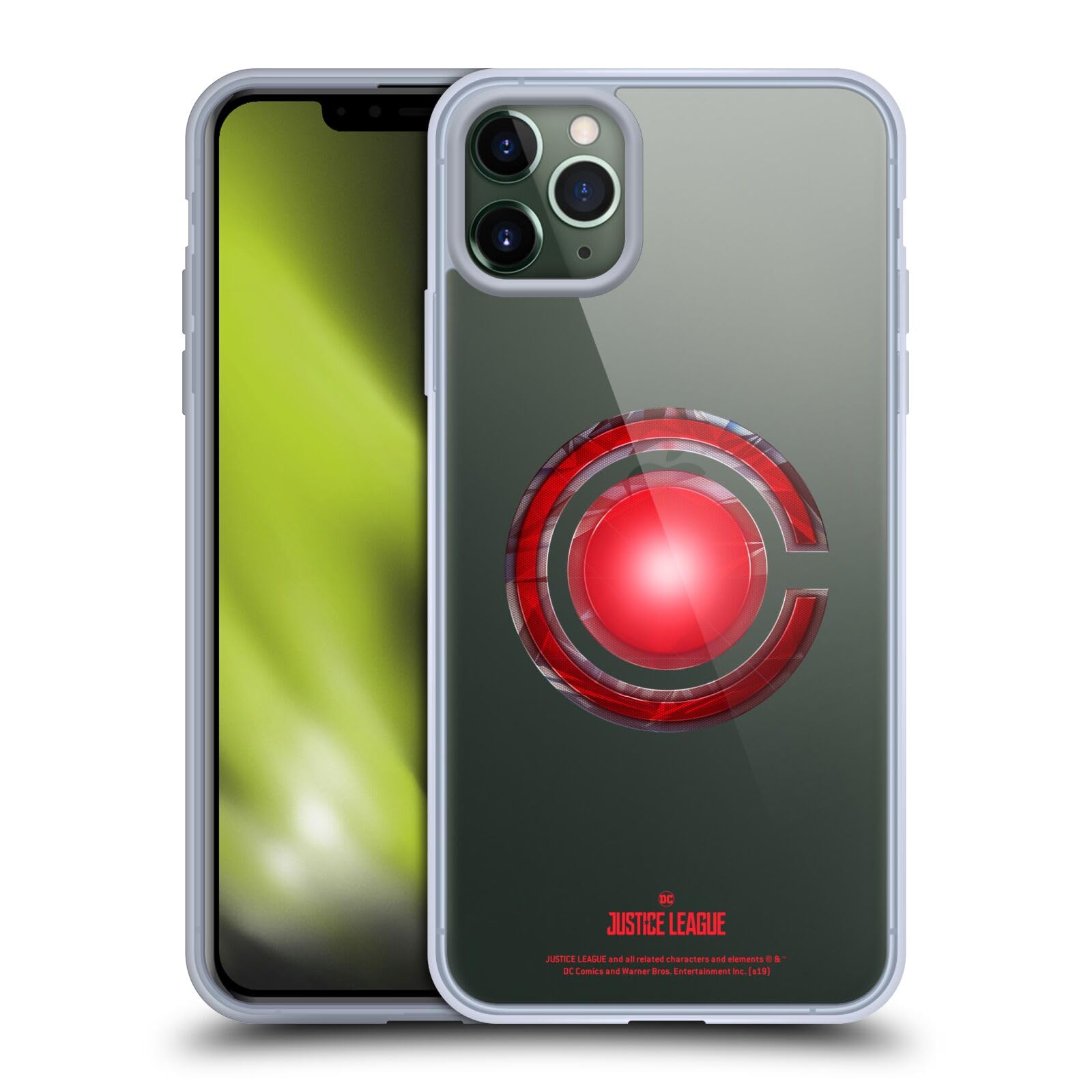 Official Justice League Movie Cyborg Logo Soft Gel Case for Apple iPhone 11 Pro Max - Durable Protection with Superhero Design, Perfect for DC Fans and Daily Use