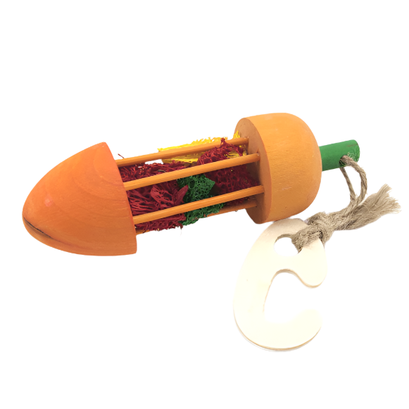 Organic Moss Hollow Foraging Carrot Chew Toy for Small Pets - Natural Rabbit, Guinea Pig & Hamster Chew Treat - Promotes Dental Health & Boredom Relief - Perfect for Cage Enrichment & Playtime
