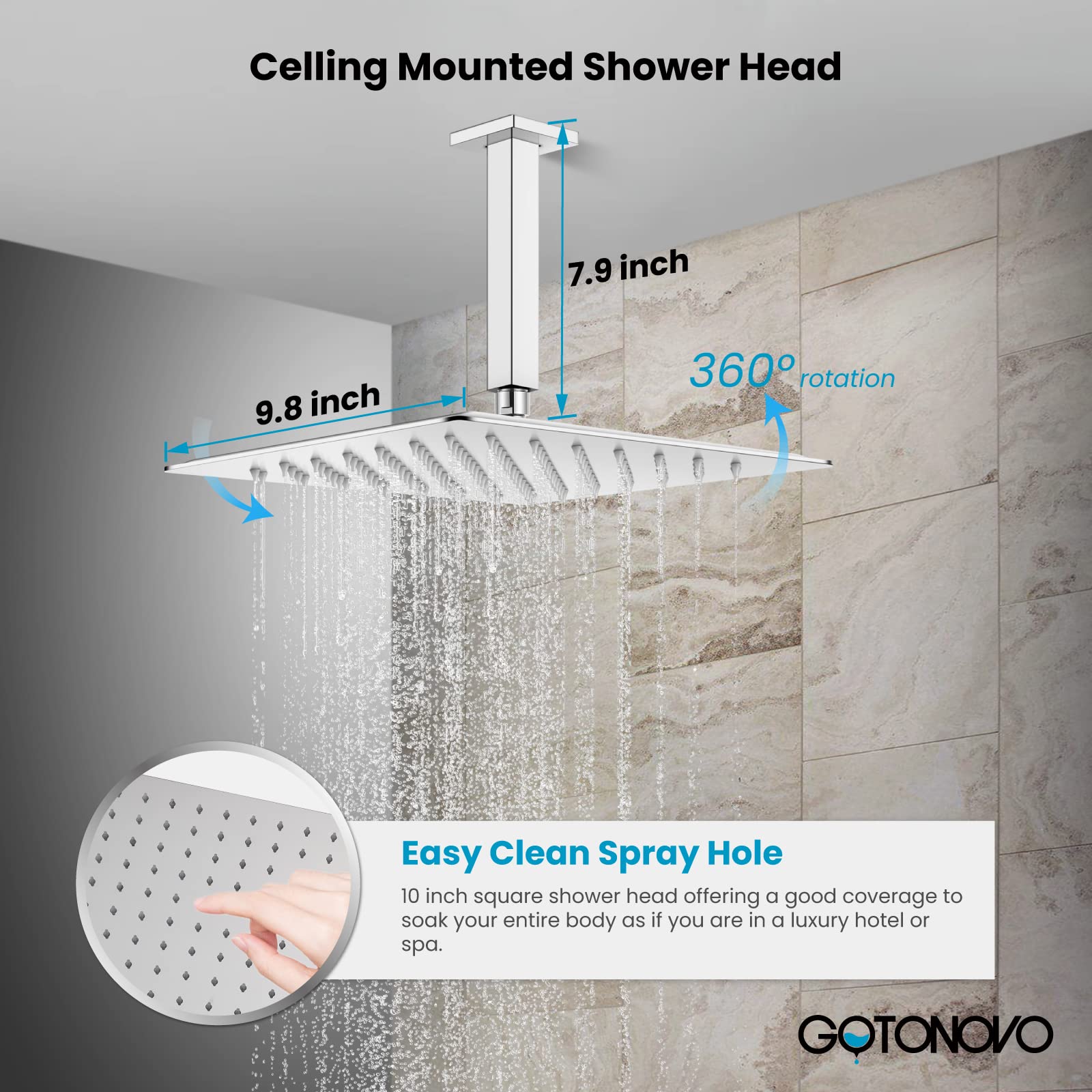 Luxury 10 Inch Rain Shower Combo Set - Ceiling Mount High Pressure Shower Head with Handheld Spray, Polished Chrome Shower Mixer Faucet & Rough-in Valve - Perfect for Modern Bathroom & Spa Experience