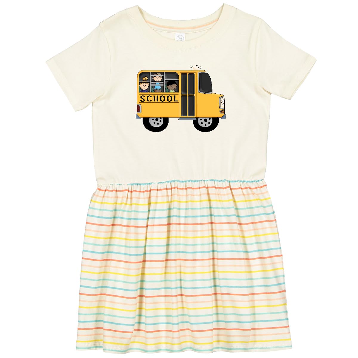 Inktastic Cute School Bus Print Toddler Dress for Girls - Back to School, Playdate & Casual Outfit