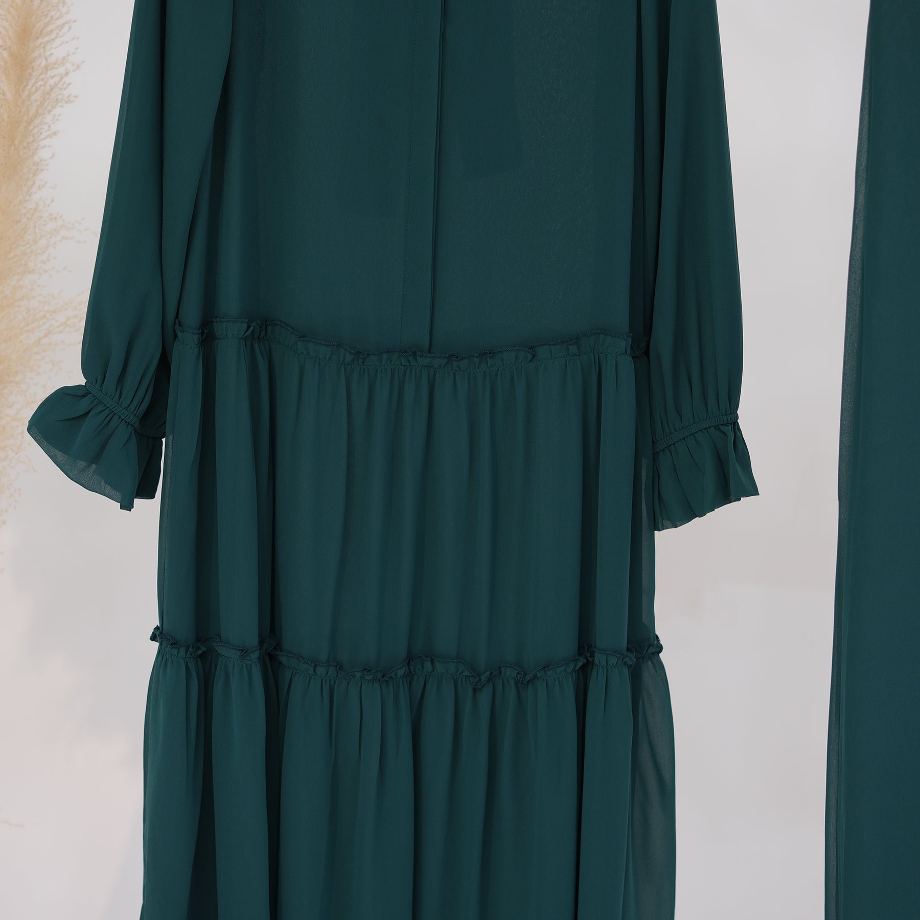 Molly Prairie Chiffon Maxi Dress - Dark Emerald Green Flowy Summer Dress for Women | Beach Wedding, Vacation, Boho Party Outfit