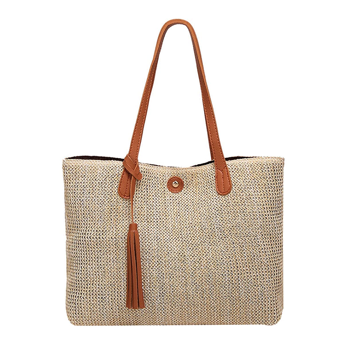 ZLM BAG Women's Straw Crochet Tote Bag - Large Bohemian Beach Shoulder Bag Handmade with Natural Fibers | Perfect for Summer Vacation, Pool Parties & Farmers Market Shopping