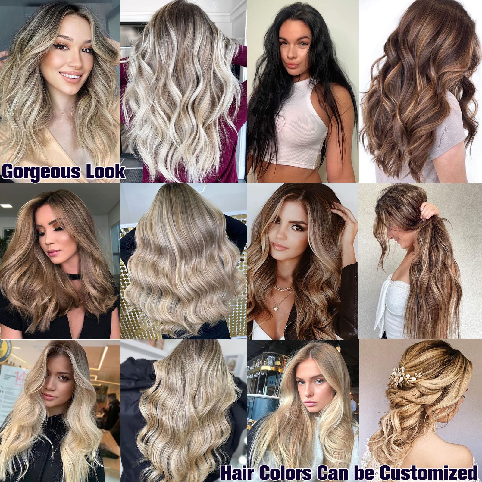 22 Inch Ombre Human Hair Extensions Bundles - 120g Chocolate Brown with Platinum Blonde Balayage Highlights | Remy Hair Weft for Sew-in | Perfect for Parties, Weddings & Daily Styling