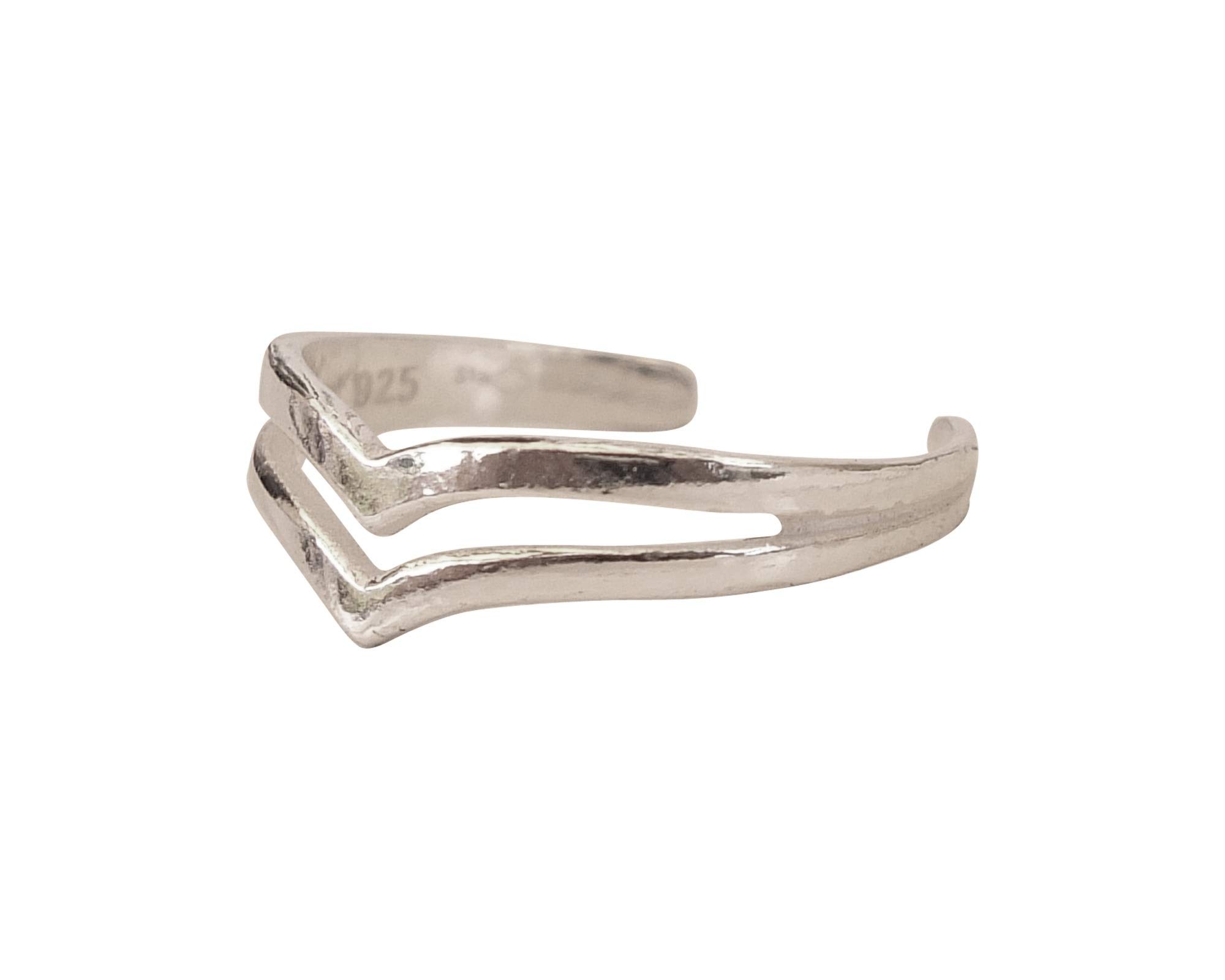 Handmade 925 Sterling Silver V-Shape Adjustable Toe Ring - Double Chevron Dainty Open Toe Design for Women | Perfect for Pinky or Knuckle Rings | Elegant Foot Jewelry for Beach, Summer & Boho Fashion | By MiYa Jewelry Creations
