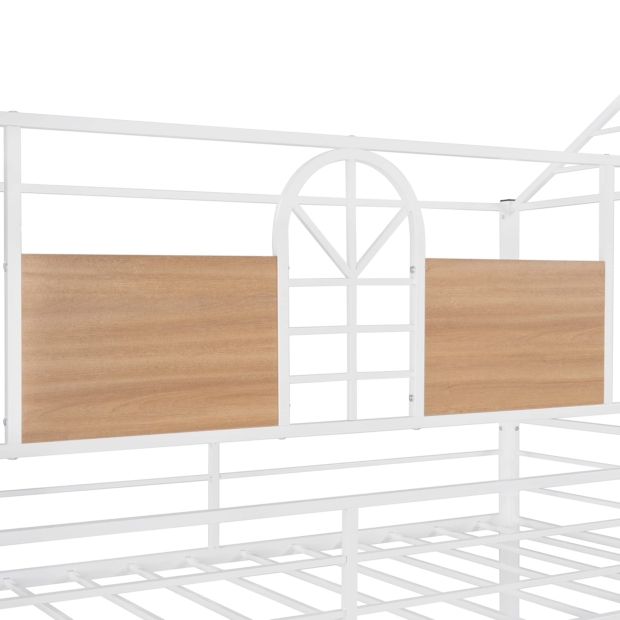 Twin Over Twin Metal Bunk Bed with Ladder & Slide - Sturdy Kids & Teens Bunk Bed Frame with Safety Guard Rails - White Finish - Perfect for Small Bedrooms, Shared Kids Rooms & Sleepovers