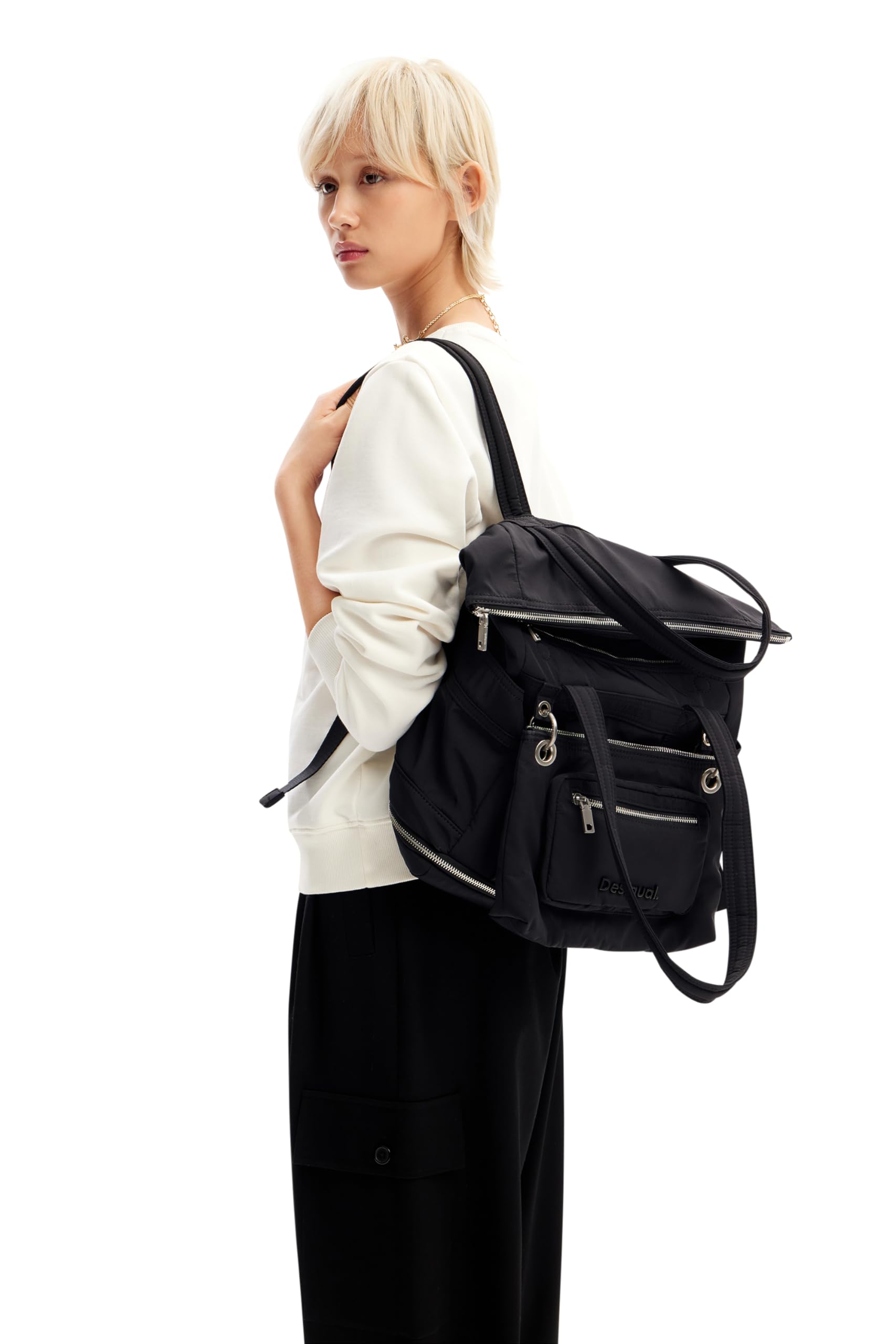 Desigual Women's Modular Nylon Backpack - Stylish & Spacious Travel Bag for Work, School & Daily Use