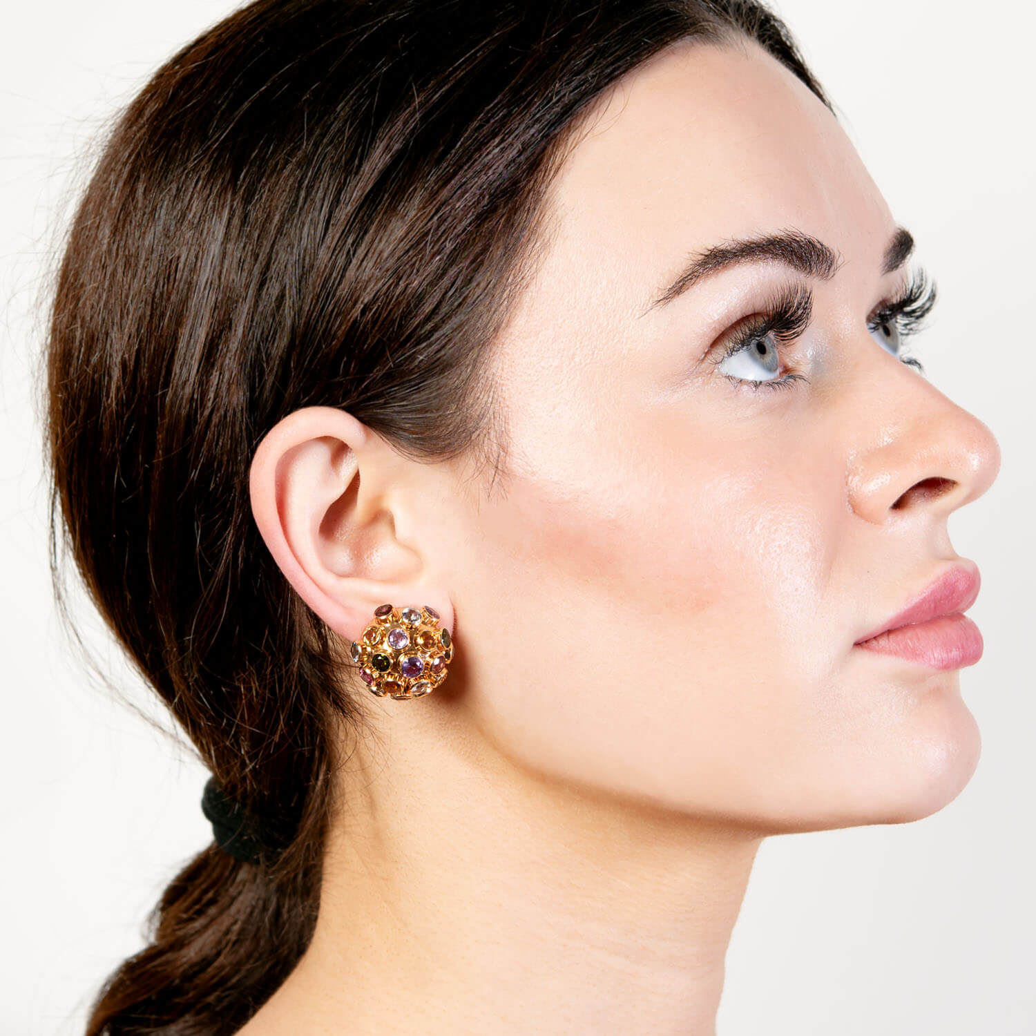 Vintage 18K Gold Multi-Gemstone Sputnik Earrings for Women - Elegant Statement Jewelry for Parties, Weddings & Special Occasions